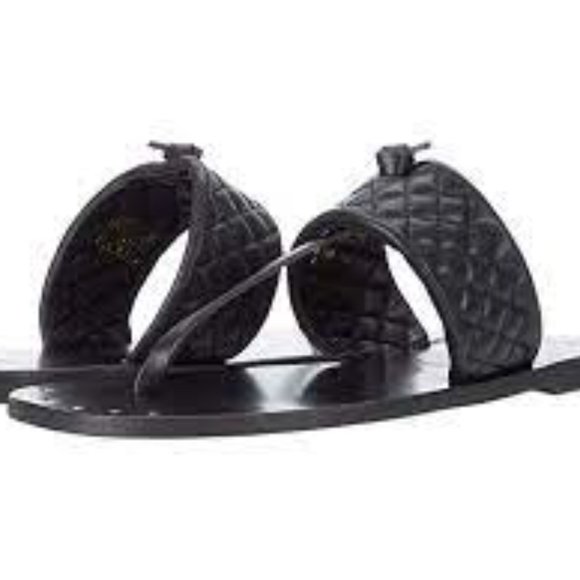 JOIE Batton Quilted Thong Flat Sandals in Black Leather Size 7.5 Brand New Boxed - Picture 2 of 9